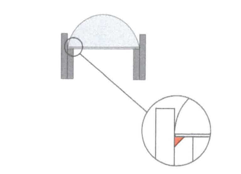 Figure 2-77 Angled treatment of the welding position between the metal edge and the inner metal piece
