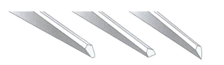 4-4. ábra Háromféle markolófej: íves, lapos és hegyes fejű