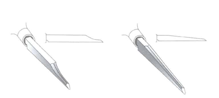 4-11. ábra A gerinc csiszolásának két stílusa