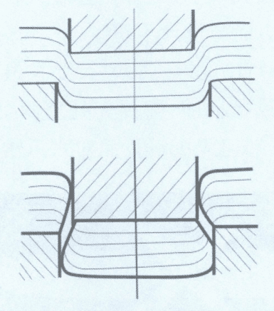 Produces rough and tapered fracture zone burr initial elongation