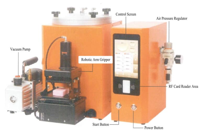 Figure 3-10 Automatic wax injector with robotic gripper and program control