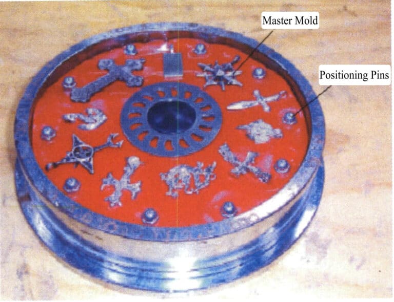 Figure 4-7 Place the master model and positioning pin in the lower half of the mold