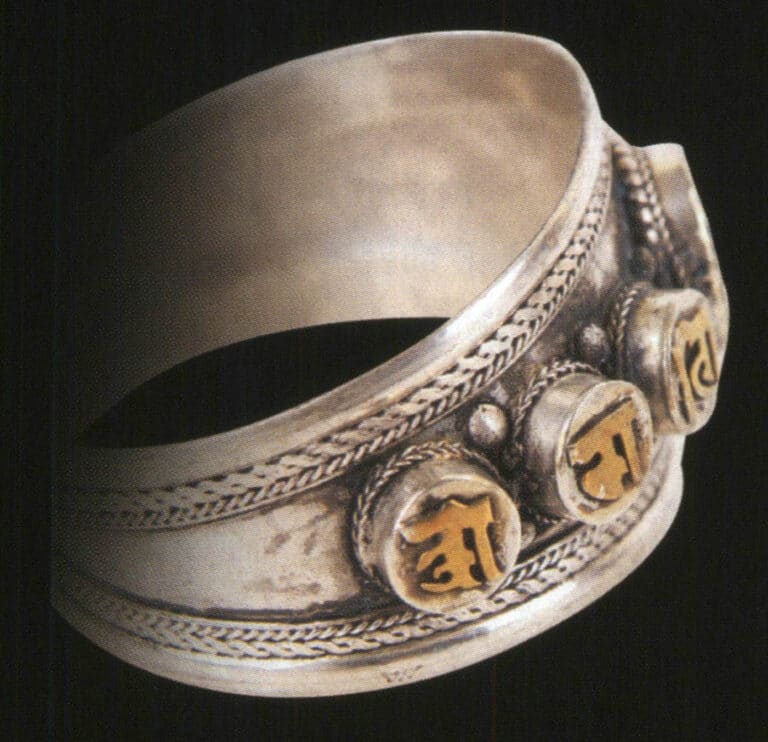 Dix symboles de la liberté Bracelet en argent sanskrit tibétain