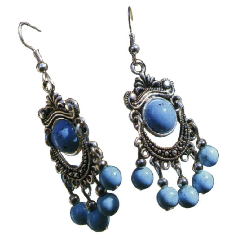 Boucles d'oreilles en argent tibétain et turquoise