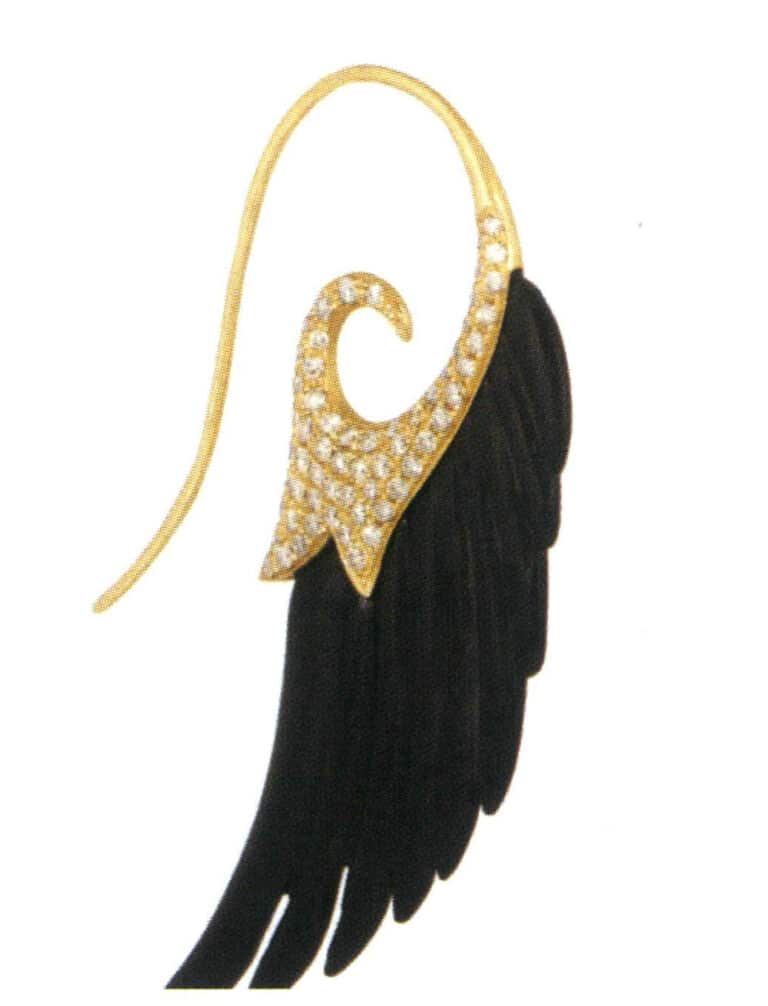 18K diamond inlaid ancient sunken wood earrings