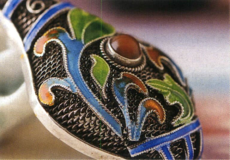 Pure silver cloisonné enamel pendant