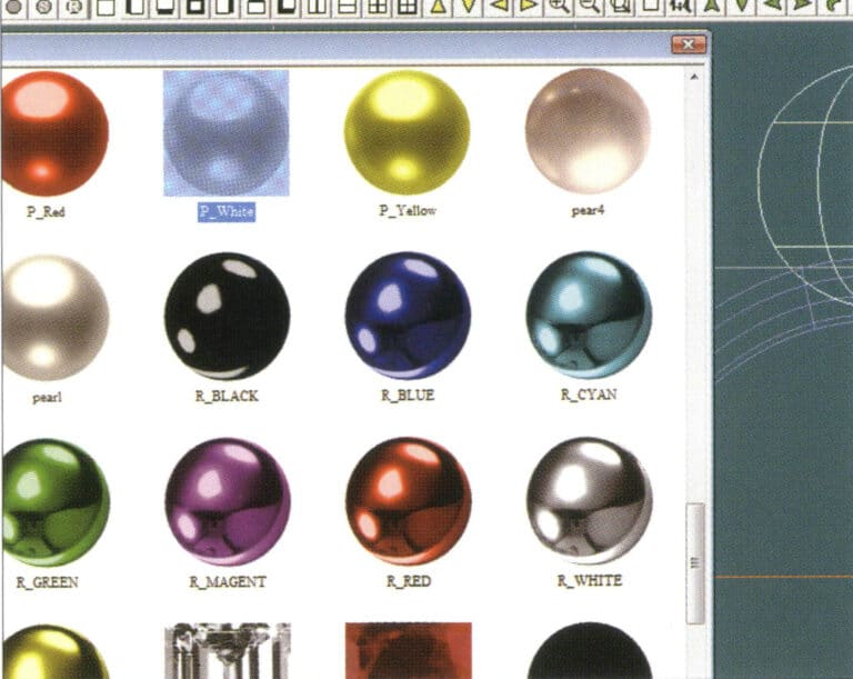 20. Select the sphere, go to the menu bar and choose "Edit" > "Materials", enter the "Materials" dialog box, select the white pearl material and confirm