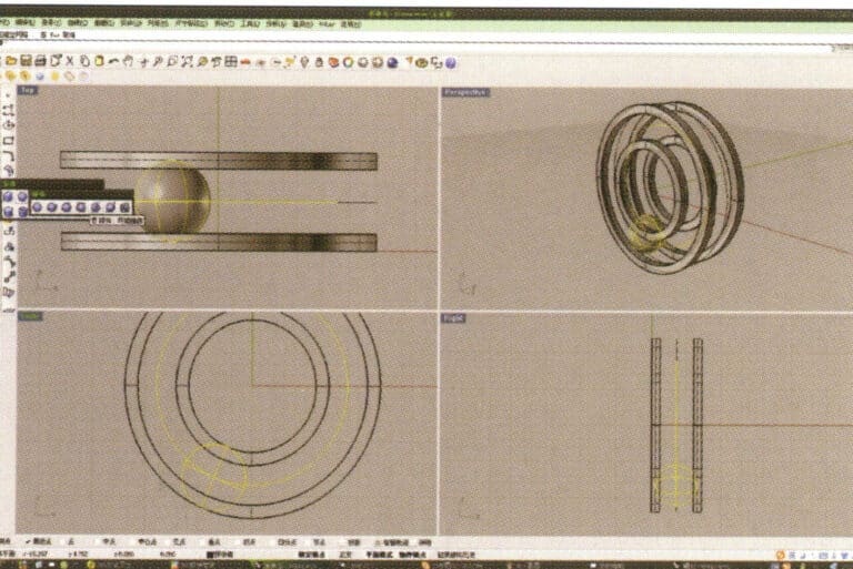 6. اختر المنحنى كمسار، اضغط مطولاً، ثم اضغط مطولاً لتحديد "كرة، منحنى محيط"، تحقق من أمر الالتقاط في أسفل النافذة، ثم حرّك الفأرة إلى موقع الرسم المطلوب، وانقر على الزر الأيسر لتأكيد موضع المركز، ثم أدخل نصف قطر الكرة. بعد التأكيد، يتم الحصول على الكرة