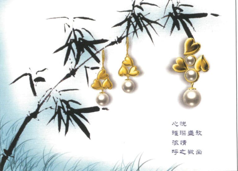 النمذجة: JewelCAD؛ المعالجة اللاحقة: فوتوشوب؛ يجب أن يراعي اختيار مواد الأحجار الكريمة تأثير النمذجة النهائي، والانتباه إلى التباين بين المعدن الفاتح والداكن وعلاقات الأحجار الكريمة