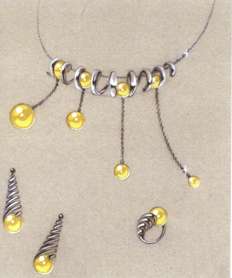 The combination of pearls and white metal and the texture of the pearls and the metal is well represented.