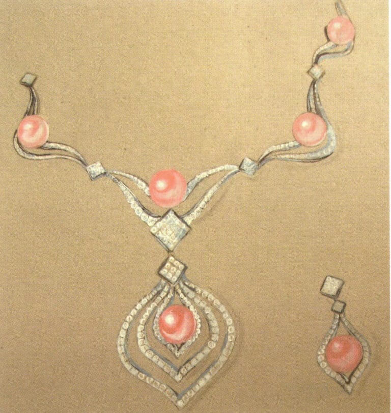 The combination of pearls and diamonds.