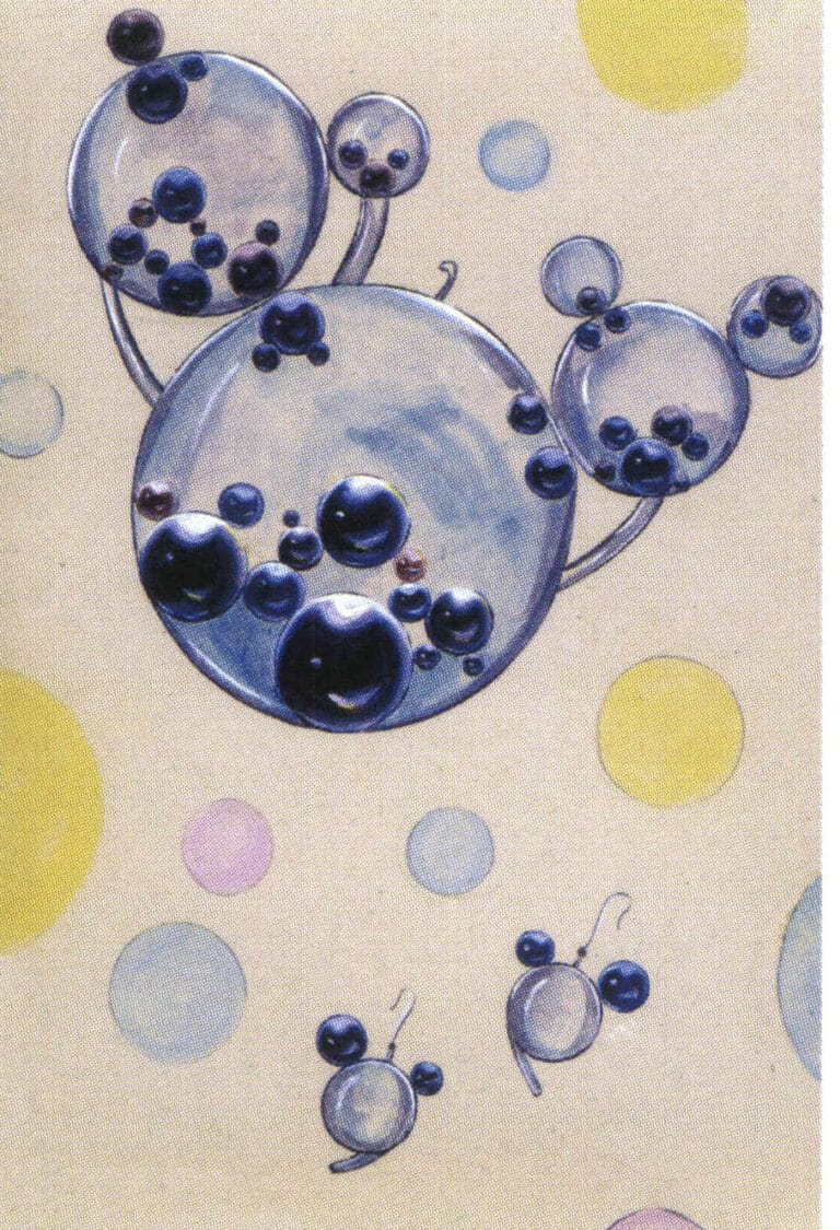 Το σχήμα Μίκυ είναι ένα διαχρονικά κλασικό- η όλη εικόνα είναι ζωντανή, χαλαρή και διασκεδαστική- το στρογγυλεμένο μαύρο μαργαριτάρι είναι υπέροχο μέσα στη στρογγυλή γυάλινη σφαίρα. Η υφή των μαργαριταριών αναπαρίσταται καλά σε αυτό το έργο τέχνης και το σφαιρικό φόντο από φρέσκια νερομπογιά στο φόντο είναι ενδιαφέρον. Παρόλα αυτά, κάνει επίσης τη σύνθεση ελαφρώς ακατάστατη. Εάν το φόντο μπορεί να αποεστιαστεί περισσότερο, θα κάνει το θέμα πιο εμφανές.