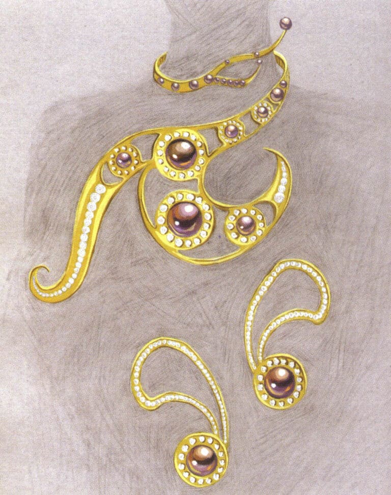 Οι ασαφείς ανθρώπινες φιγούρες σε σκίτσα με μολύβι συμπληρώνουν πολύ καλά την υφή του χρυσού και των μαργαριταριών. Είναι σημαντικό να σημειωθεί ότι το σχέδιο με μολύβι δεν πρέπει να είναι υπερβολικό- η υπερβολική λεπτομέρεια στο σκίτσο μπορεί μερικές φορές να κάνει την εικόνα ολισθηρή, επηρεάζοντας την εφαρμογή του χρώματος.