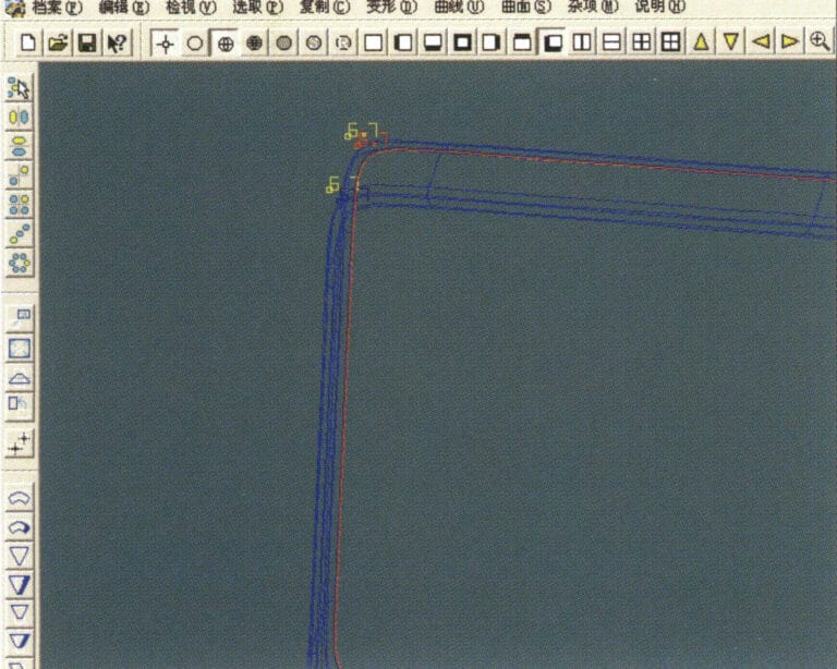 19. Continue clockwise; double-click the fourth curve/surface with the left mouse button to create a line-surface connection