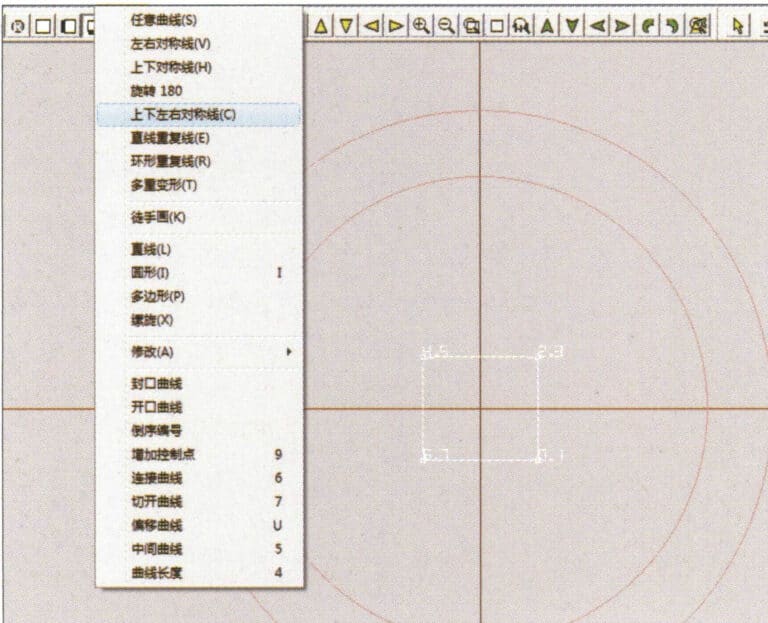 21. Select "Curve" > "Vertical and Horizontal Symmetry Line" from the menu bar