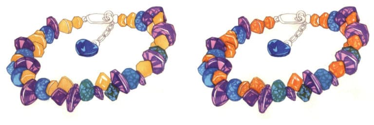 Step 07 Apply yellow ochre to the remaining yellow crystals, reserving whites for highlights. Step 08 Once partially dry, use orange with burnt umber to refine yellow crystals’ details, balancing warm-cool tones.