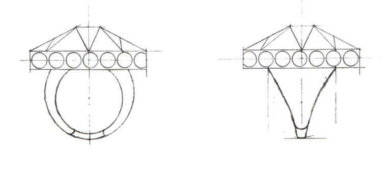 Step 04 Delve into the details, depicting the internal structure of the ring's front and side views, and adjust the overall composition.