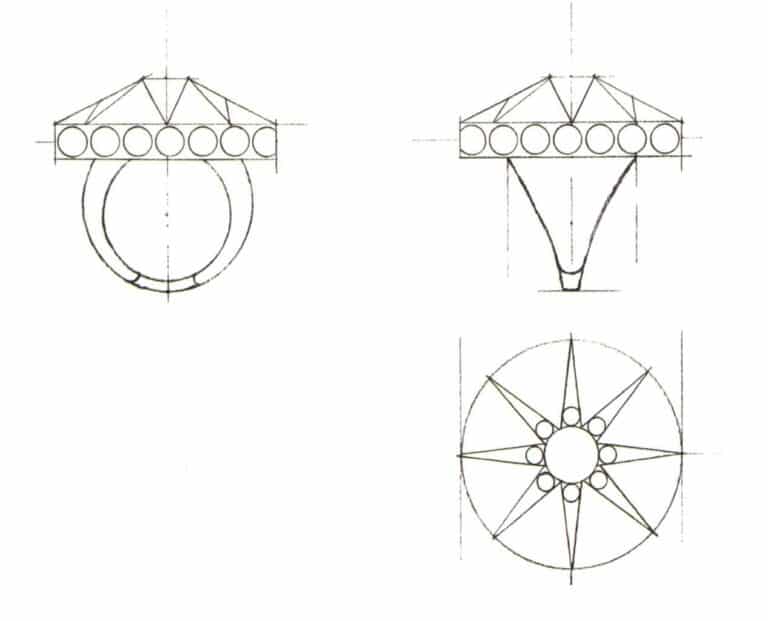 Step 06 Depict the internal structure of the ring's top view, and clearly explain the shape and pattern, ensuring that everything is drawn with a ruler to ensure accuracy.