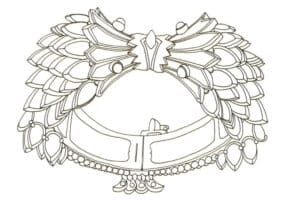 Step 07 Complete the bracelet’s remaining outlines with a technical pen. Erase pencil lines to preserve cleanliness.