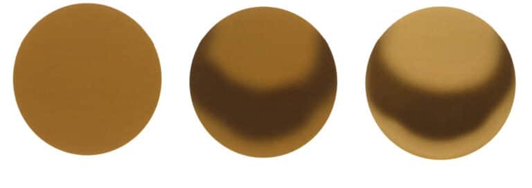 Step 01 Create a new canvas. Select the "Hard Round Pressure Opacity" brush tool and set the brush size to 1600 pixels. Paint a moderately sized circle using yellow ochre. Step 02 Use the "Magic Wand" tool to select the yellow ochre circle. Switch to the "Soft Round Pressure Opacity" brush tool and paint the pearl’s shadows with dark brown. Step 03 Apply a lighter shade of yellow ochre to the pearl’s top and bottom highlights, avoiding fully covering the base color and ensuring natural transitions.