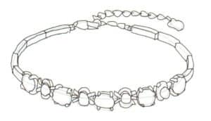 Step 02 Lower the "Draft Reference" layer’s opacity. Create a "Draft" layer and outline the bracelet’s overall shape, emphasizing local features and perspective accuracy.