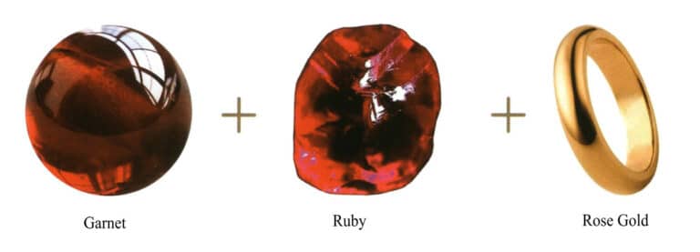 Гранат + рубин + розовое золото