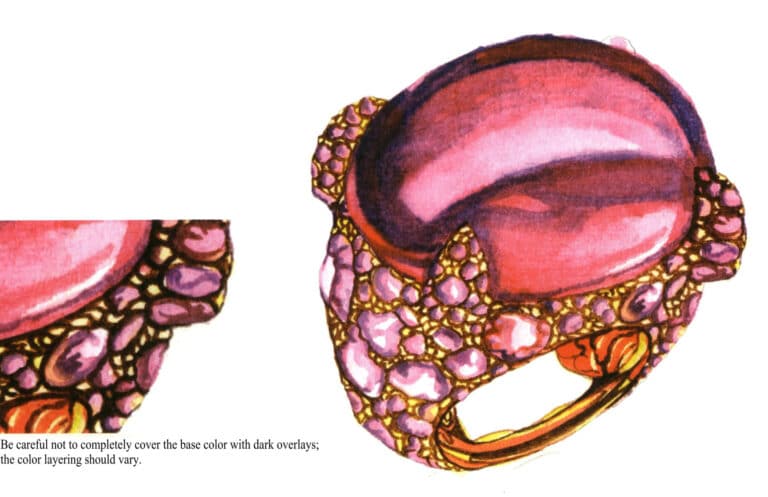 Шаг 09 Смешайте розовое маддер и фиолетовый, чтобы уточнить тени рубина.