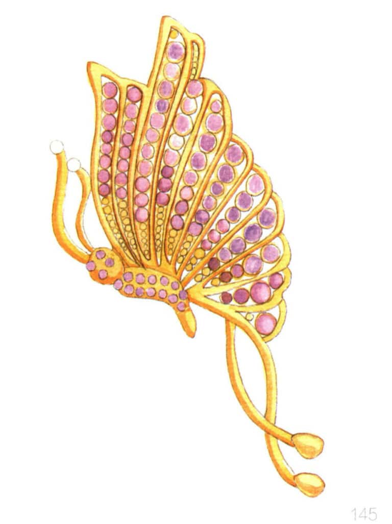 Step 08 Blend rose madder and violet for the colored diamonds’ first layer, keeping colors light.