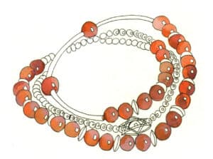 Шаг 06 Нанесите базовый слой на крупные круглые драгоценные камни, используя лиловый, лимонно-желтый и пурпурный цвета, оставив белый для бликов.