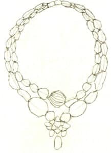 Step 02 Then outline the basic shapes of the gemstones on the necklace.