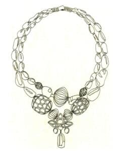 Step 04 Draw highlight shapes on the beads with the technical pen. Adjust localized details.