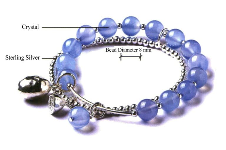 Bracelets and bangles are worn on the wrist and are commonly made from silver, gold, stones, crystals, leather, and wood. They have common designs, including strap styles and decorative styles.