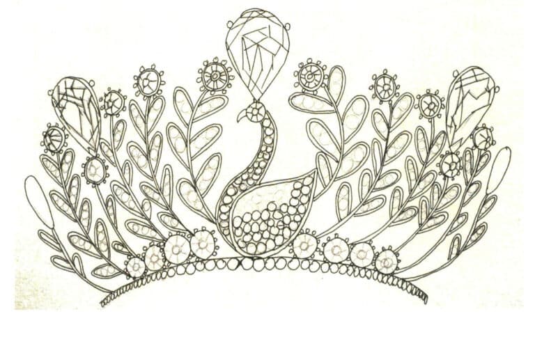 Step 07 Use the 0.2mm technical pen to refine gemstone details. Adjust overall line art.