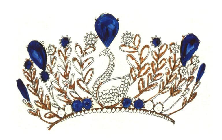 Step 09 Paint floral branches’ base layers with burnt umber and medium yellow.