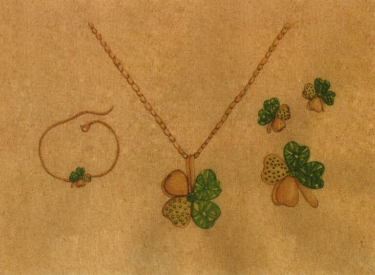 Step 11 Define metal chain shadows with burnt umber. Leave gaps in lines to suggest depth and spatiality.