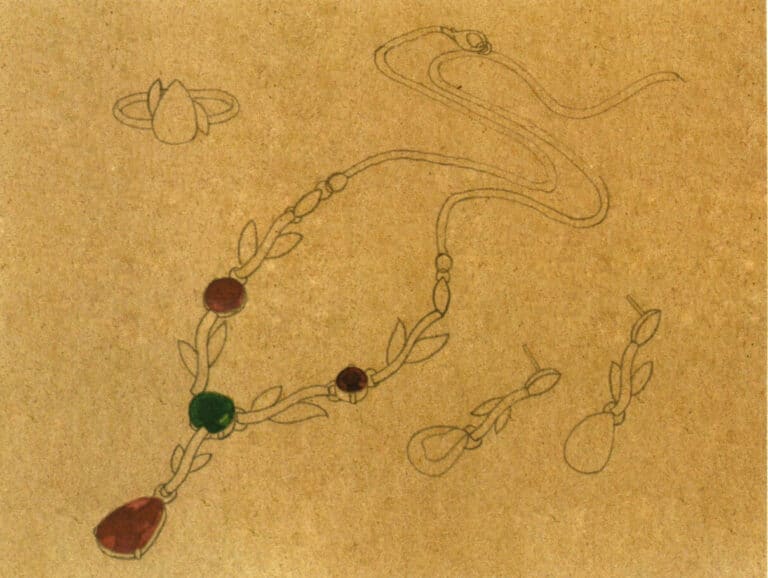 Step 07 Mix rose madder with violet to paint ruby shadows. Apply sap green to emeralds, then deepen shadows with emerald green for contrast.