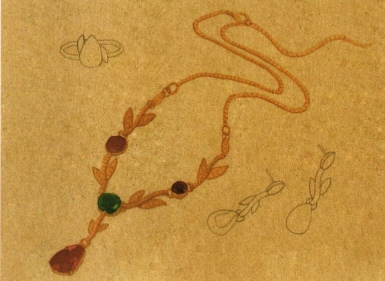 Step 09 Use a liner brush with burnt sienna to define chain shadows and details.