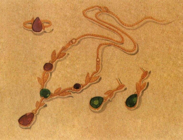 Step 15 Dilute raw umber with ample water to paint jewelry cast shadows, keeping tones subtle.