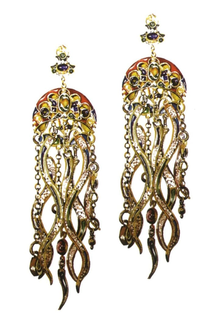 examples of watercolor coloring in jewelry design