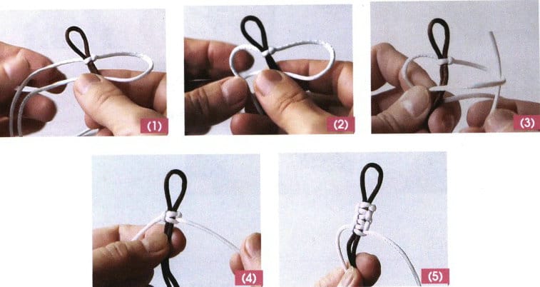 Obrázek 2-5 Způsob tvorby obousměrného čtvercového uzlu