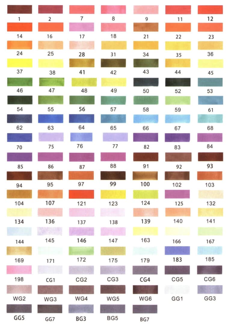 a relatively cost-effective Touch 3rd generation marker has been selected to create a color card with 117 colors