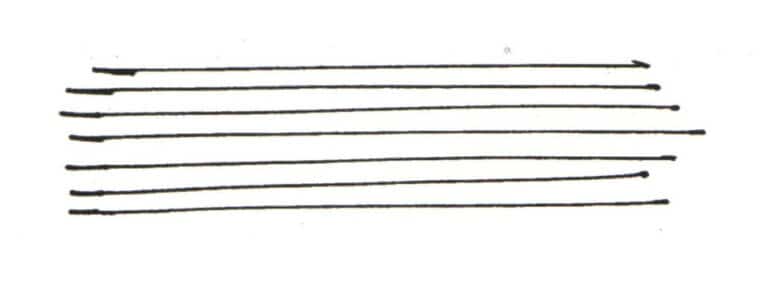 The important conditions for practicing drawing straight lines are to be smooth, quick, fresh, and stable in your strokes. To draw straight lines, you must first ensure the accuracy of the lines. Pay attention to the strength of the initial stroke, gradually reduce the pressure while drawing, and maintain a steady speed. When finishing the stroke, pause slightly. Additionally, emphasize the intersection of two lines slightly, allowing them to protrude a bit. When drawing straight lines, be confident and calm, and ensure that the ends are heavier while the middle is lighter.