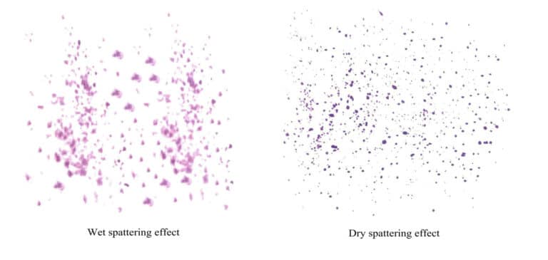 The spattering method can be expressed in various ways. You can use a watercolor brush to pick up paint and flick the brush tip with your hand to achieve the desired effect. You can also use a toothbrush to pick up paint and then use your fingers to create a spattering effect. Additionally, there is a difference between spraying after brushing a layer of clean water and spraying directly on dry paper; the specific method can be chosen according to your needs.