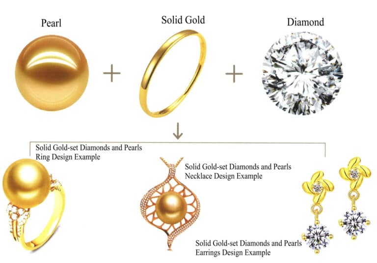 Pearl + Solid Gold + Diamond