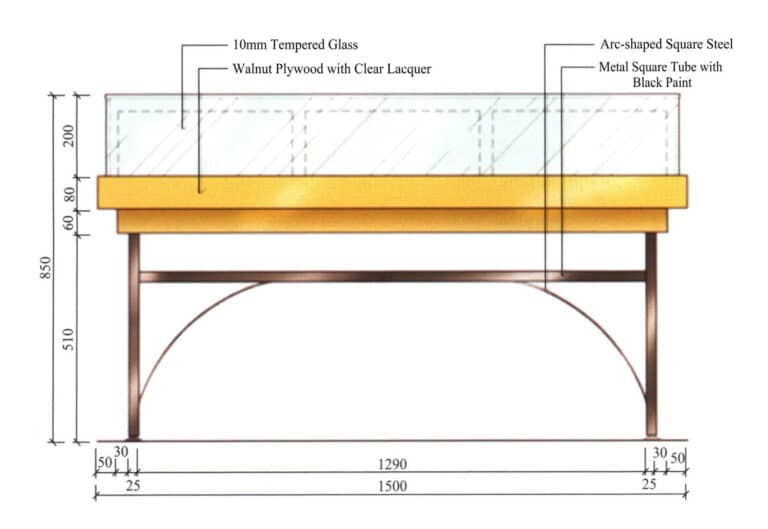 Figure 5-8 Color Elevation View of Display Case (Unit: mm)