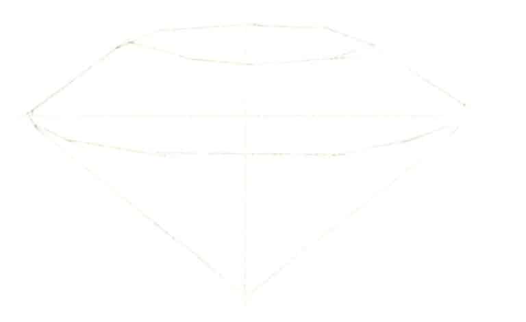Step 02 Refine the diamond’s primary structural lines over the initial sketch, ensuring accurate perspective.