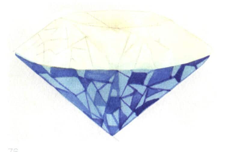 Step 05 Mix ultramarine with hints of violet to paint the darker areas at the diamond’s base.