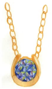 Step 08 Apply a base layer of yellow ochre to the metallic chain, suggesting basic light-dark relationships while leaving intentional gaps for breathability.