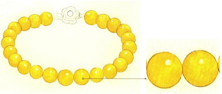 Step 04 Apply a base layer of medium yellow to the pearls, reserving highlight areas and ensuring even color blending.