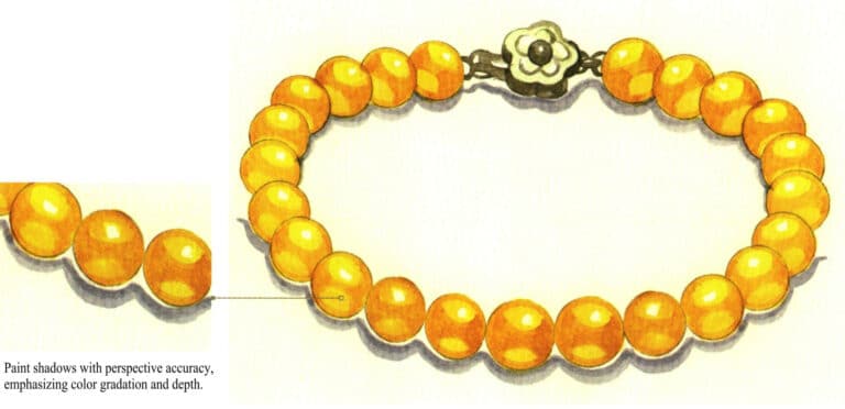 Step 07 Use Payne's grey to render the bracelet's cast shadow. Finalize details and complete the artwork.